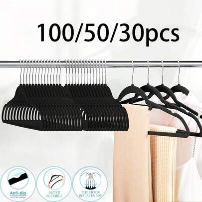 30/50/100 piezas Perchas de terciopelo antideslizantes para organización de armarios, organizador de almacenamiento de armario que ahorra espacio, pinzas premium con agarre, acabado de terciopelo duradero, ideal para camisas, blusas, chaquetas, renovación de armario de primavera