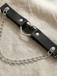 Punk Style Heart Chain Thigh Garter, Adjustable Suspender Garter, Versatile European And American Fashion Accessory - Black - View 9