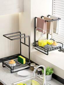 1 Giá đựng đồ đa năng dùng trong nhà bếp, giá treo khăn tắm, giá đựng len thép và khăn lau, giá treo miếng bọt biển bồn rửa gắn tường, không cần khoan. - Nhiều màu - Xem 6