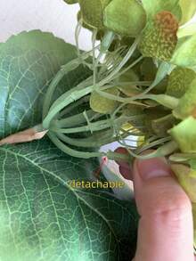 1/3 bông hoa cẩm tú cầu lụa màu xanh lá cây, kích thước 16,9 inch, có cuống, dùng để trang trí bàn làm việc, nhà cửa, văn phòng, sân vườn, đám cưới, trang trí DIY, hoa nhân tạo. - màu xanh lá - Xem 5