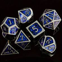 7pcs Shiny Metal Dice Set, D&D Tabletop Game Accessories, Suitable For Halloween, Christmas, Gifts, Party Supplies - Multicolor - View 4