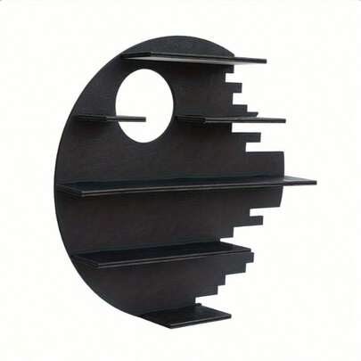 1 Stück rustikales Wandregal aus Holz, kreisförmiges Bücherregal für Wohnzimmer, Arbeitszimmer und Schlafzimmer, kreative dekorative Präsentationshalterung für Figuren, Wohnraumdekoration Mehrzweck-Aufbewahrungsorganizer