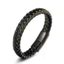 Handmade Microfiber Leather Bracelet Stainless Steel Men's Bracelet Jewelry - B 1055001 - Xem 11