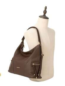 New Large Women's Handbag, Casual And Relaxed Style, Multifunctional, With Single/Double Or Crossbody Strap, Three Uses In One Large-Capacity Travel Bag. - 酒紅色 - 查看 2