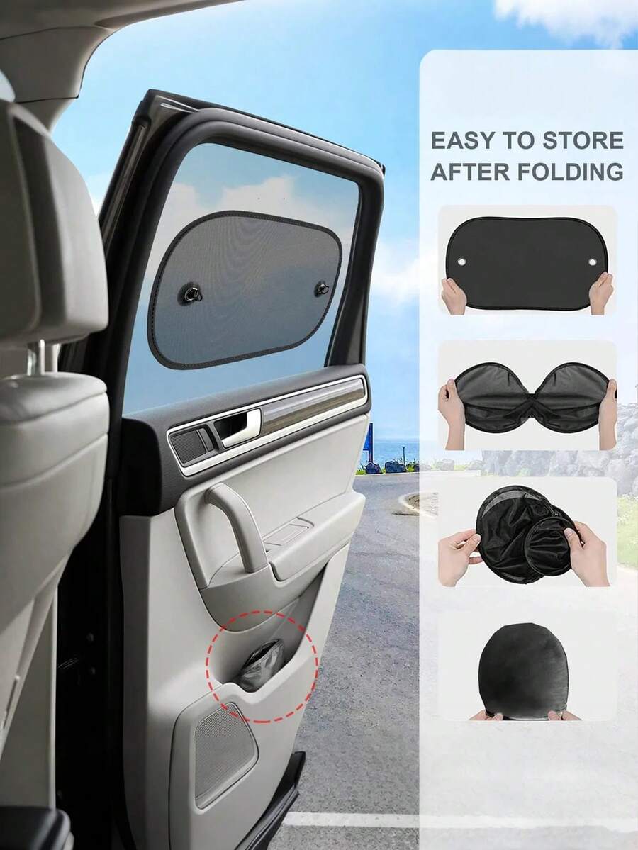 2 片装汽车车窗遮阳膜 – 通用静电吸附式侧窗隔热膜 – 防紫外线隔热膜，适用于儿童、宠物和成人 – 20 英寸 x 12 英寸，无需吸盘（黑色） - A - 查看 1