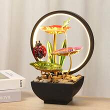 USB Powered Forged Iron Zen Waterfall Fountain With Halo And Cascading Water Flow - Indoor Tabletop Fountain, Natural Plant And Animal Shapes, Soothing Sound, Plug-In Home Decoration For Living Rooms, Offices, Bedrooms - Ideal Christmas/Halloween Gift (Cast Iron Structure, No Battery/No Pool Operation), Indoor Fountain, Rechargeable Tabletop Fountain, Garden Outdoor Fountain, Outdoor Fountain, Home Indoor Tabletop Fountain - JR120LED - 查看 1