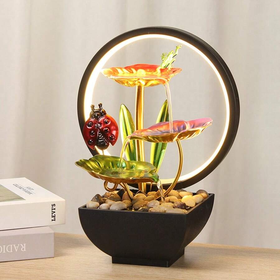 USB Powered Forged Iron Zen Waterfall Fountain With Halo And Cascading Water Flow - Indoor Tabletop Fountain, Natural Plant And Animal Shapes, Soothing Sound, Plug-In Home Decoration For Living Rooms, Offices, Bedrooms - Ideal Christmas/Halloween Gift (Cast Iron Structure, No Battery/No Pool Operation), Indoor Fountain, Rechargeable Tabletop Fountain, Garden Outdoor Fountain, Outdoor Fountain, Home Indoor Tabletop Fountain - JR120LED - 查看 1