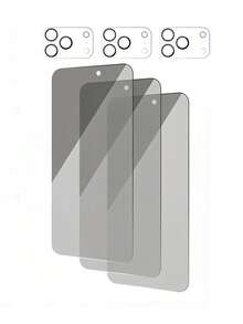 Screen Protector Compatible With IPhone 17 Pro/17Air/17Pro Max/16/14/15/13/12/11/3 Piecestempered Glass [9H+Hardness] [Military Grade Anti Drop] [Sensitive Touch] [Easy To Install Frame] [Privacy Protection], High-Definition Anti Peeping (3 Tempered Films And 3 Yellow Background Lens Films) - Multicolor - View 1