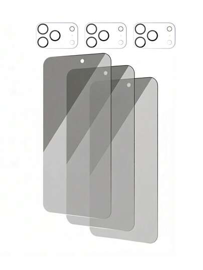 Screen Protector Compatible With IPhone 17 Pro/17Air/17Pro Max/16/14/15/13/12/11/3 Piecestempered Glass [9H+Hardness] [Military Grade Anti Drop] [Sensitive Touch] [Easy To Install Frame] [Privacy Protection], High-Definition Anti Peeping (3 Tempered Films And 3 Yellow Background Lens Films)