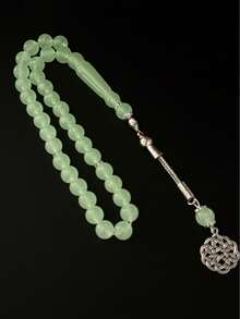 1pc 33 Beads Glow-In-The-Dark Ramadan & Eid Mubarak Ramadan Prayer Beads With Silver Tassel, Ideal Religious Gift - Multicolor - View 3