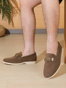Herren Loafer mit runder Zehenkappe, Frühling/Sommer 2026 Neue vielseitige Herren Slip-On Schuhe, Business Formelle Arbeitsschuhe, Britischer Stil Loafer, flache Lässig atmungsaktive Soft-Sohle handgefertigte Herrenschuhe Größe 43-46 - Kaffeebraun - Übersicht 2
