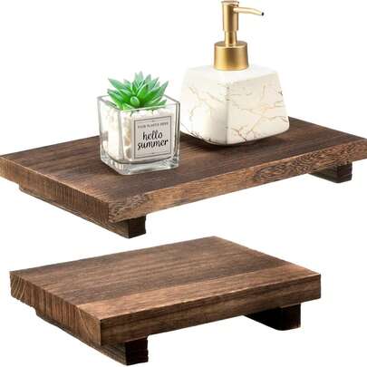 Wood Pedestal Stand Riser Wood Riser Soap Stand For Bathroom Wood Farmhouse Soap Tray For Home Kitchen Counter Table Decor Bottles Plant Jewelry Candles Guest Display