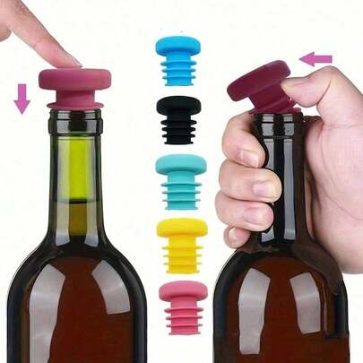 2/5/10pcs Suggested Silicone Wine Stopper, Suitable For Wine, Beer, Champagne And Other Wine Bottles, Can Be Reused, Can Be Washed In The Dishwasher, And Is A Fresh-Keeping Bottle Stopper To Keep The Wine Fresh