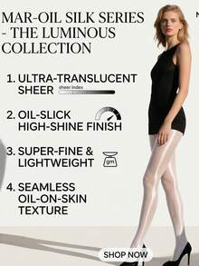 CLAGAINER 3 Pairs Women's Glossy Shiny Sheer Tights Sexy High Waisted Silk Stockings Comfort Stockings Oil Shimmer Nylon Pantyhose - Multicolor - View 16