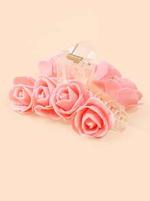 1 Piece Floral Rose Hair Claw Clips - Elegant Satin Flower Hair Clamps For Girls, Cute Decorative Hair Accessories For Wedding, Party, Daily Wear And Beach - 抓夾 - 查看 9