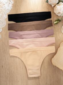 Paquete de 5 bragas triangulares sin costuras de cintura baja y elevadora para mujer - Multicolor - Ver 3