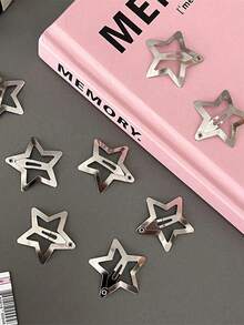 20Pcs Silver Star Snap Hair Clip, Y2K Style, Simple And Stylish Star Hair Accessory For Girls, Suitable For Everyday Wear, School And Outdoor Activities, Headwear Accessory, Non-Slip Star-Shaped Hair Accessory - 20 chiếc - Xem 9
