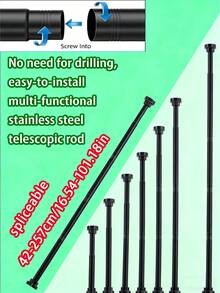 Barra de cortina de acero inoxidable extra larga, barra de cortina de ducha, barra de cortina, barra colgante de armario, barra extensible, barra de secado de ropa, barra colgante, soporte, barra de almacenamiento de utensilios de cocina, barra de cortina, longitud ajustable, barra de cortina de ducha, estante de secado de acero inoxidable ajustable, barra de toalla de baño extensible, estante de secado, barra colgante de armario de cortina, barra de cortina de ducha extensible para balcón, adecuada para cortinas, puertas y almacenamiento en dormitorio. - Blanco - Ver 20