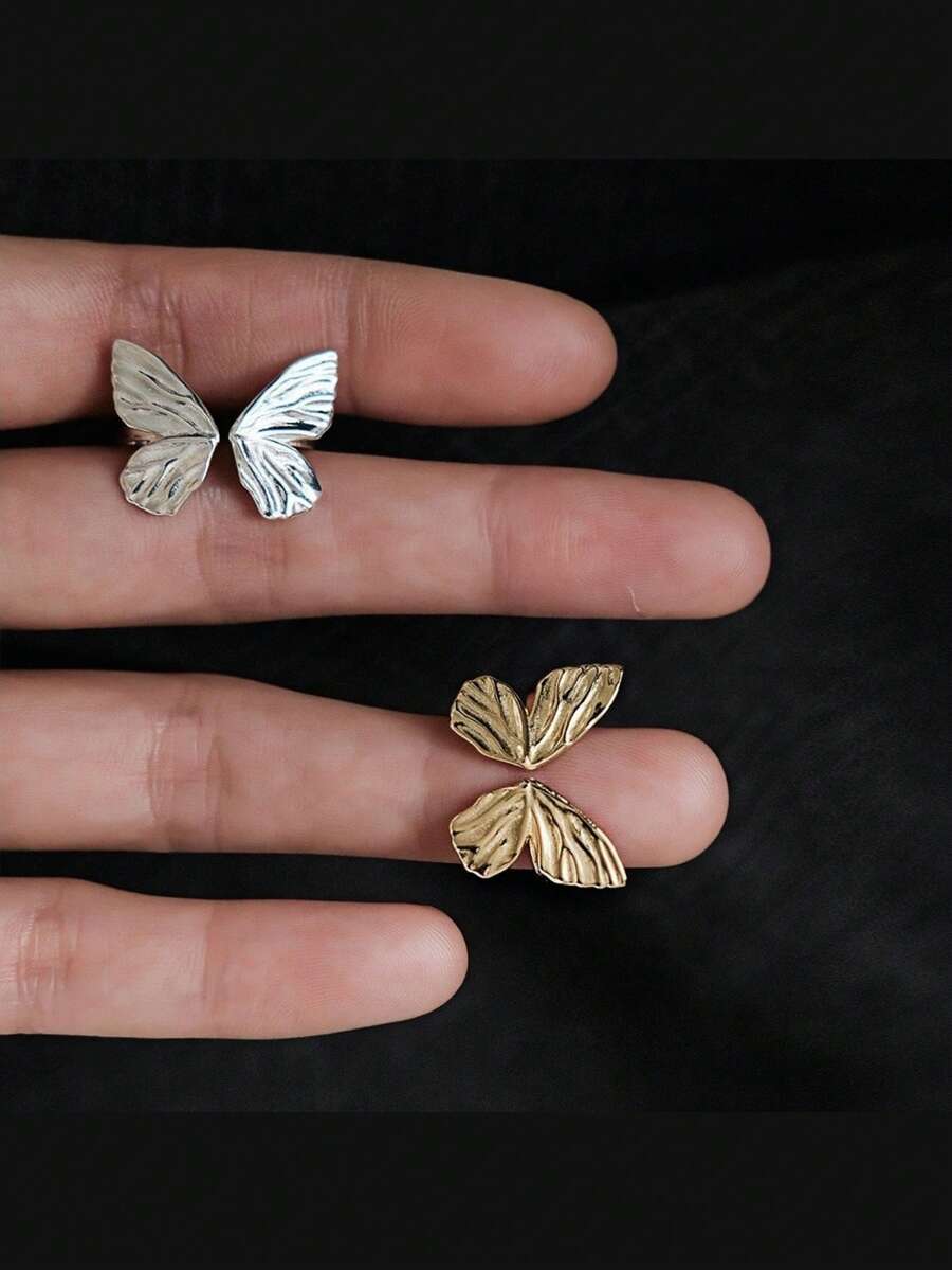1pc S925 Sterling Silver Butterfly Ring,Gold Butterfly Ring,Adjustable Opening,Elegant And Sophisticated,Women's Ring,Suitable For Everyday Wear - Multicolor - View 1