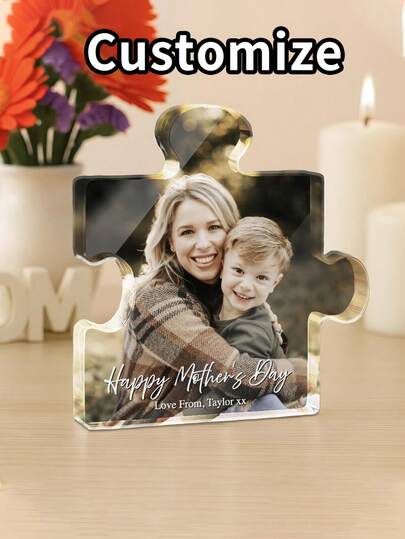 1 Khung ảnh ghép hình acrylic cá nhân hóa, trang trí để bàn, đồ sưu tầm, khung ảnh acrylic, thích hợp trang trí nhà cửa và văn phòng, quà tặng Ngày của Mẹ hoặc đồ dùng tiệc tùng, trưng bày ảnh cá nhân, trang trí văn phòng.