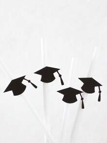 5pcs Black Felt Graduation Hat Party Decorations Graduation Cap Drink Straws Toppers Elegant Party Accessory Graduation Themed Straw Toppers Black Felt Graduation Cap Design With Tassel Detail For Graduation Party Drinks Photo Booth Prop Fun Party Supplies Table Decor Graduation Ceremony Accessories For Drink Stirrer - Black - View 9
