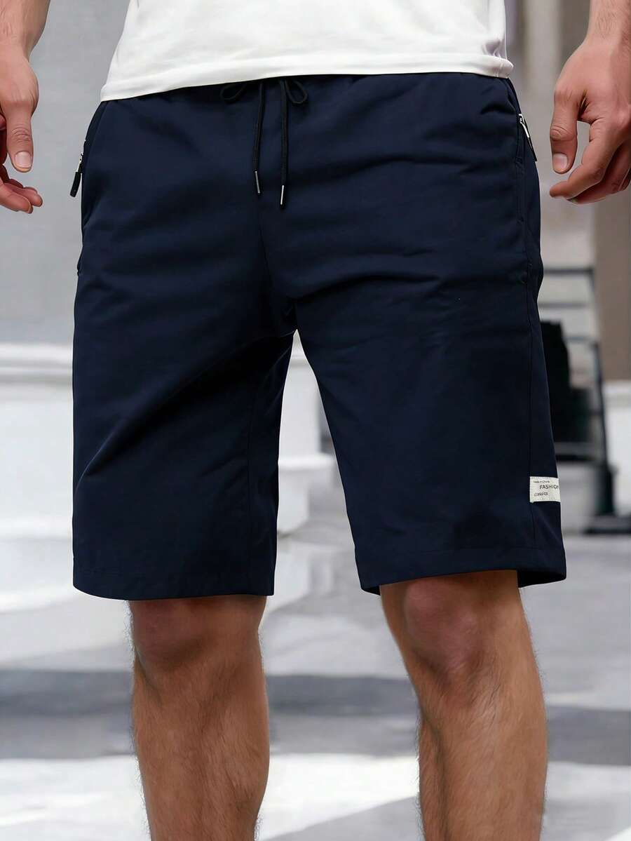 Lightweight Breathable Ice Silk Elastic Waist Men Summer Casual Shorts - Blue - View 1