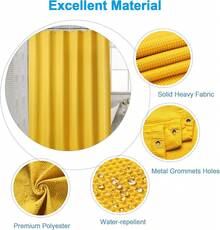 AmazerBath White Shower Curtain Fabric, Waffle Shower Curtains For Bathroom, Cloth Shower Curtain Heavy Duty, Thick Bathroom Shower Curtains Hotel Quality, Premium Polyester, 72x72 Inches - Mustard Yellow - 查看 10