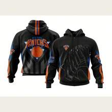 New Yo-Rk Knicks - Basketball Team Hooded Zip-Up Sweatshirt (Unisex) - Perfect Sports Gift  (1) - Style - View 1