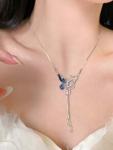 CVNANA 1件优雅蓝色蝴蝶蛇吊坠项链 - 独特百搭的颈链，甜美别致的设计，适合日常佩戴、派对、度假，四季皆宜 - A - 查看 3