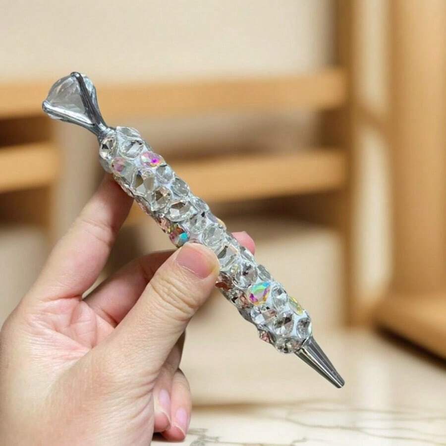 Luxury Diamond Encrusted Glass Crystal Ballpoint Pen, Creative Office & Student Gift, Korean Style High-End Pen
