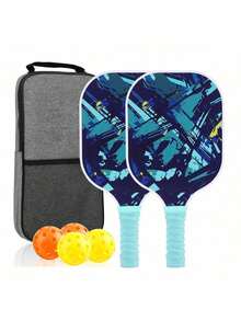 1 Set 2 Carbon Fiber Paddle 4 Balls With Carry Bag USAPA Approved Friction Surface Pickleball Rackets Set For Men And Women - Multicolor - View 2