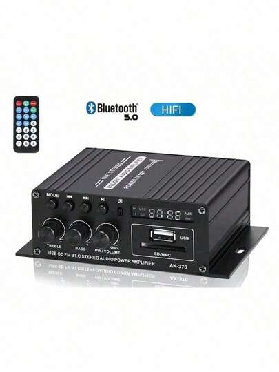Mini Audio Power Amplifier AK-370 20W+20W 12V HIFI Stereo Amp 2.0 Channel Auto Music Subwoofer Speaker Bluetooth Digital Amplifier
