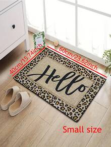 1pc Interesting Farm Style Leopard Print "Hello" Pattern Doormat, Yellow Minimalist Short Plush Quick-Drying Non-Slip Washable Entrance Mat, Spring Yard Decor, Home Decoration, Suitable For Kitchen, Bathroom, Dining Room, Hallway, Party, All Seasons - 1PC - View 11