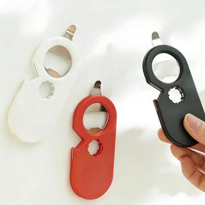 Magnetic Bottle Opener, Can Opener, And Easy-Open Can Combined Into One For Home Use With Beer, Beverages, And Canned Goods
