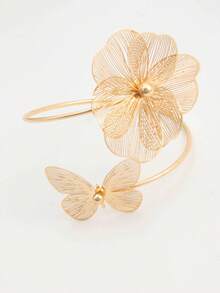 6pcs/Set Minimalist Metal Arm Cuff Bracelet, Adjustable Armlet, Suitable For Daily Wear, Street Style And Vacation - Gold - View 3