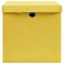 Cajas de almacenaje con tapas 10 uds amarillo 28x28x28 cm multifuncional y gran capacidad ahorra espacio y fácil de limpiar estable y estético ideal para sala de estar comedor y dormitorio - Amarillo - Ver 4