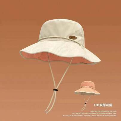 女士夏季防紫外线帽，双面休闲百搭渔夫帽