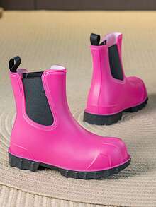 Women's Elastic Waterproof Rain Boots, Fashionable Minimalist Versatile Galoshes - Hot Pink - View 5