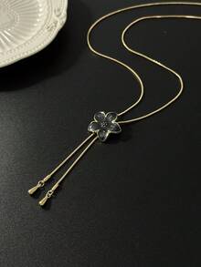 1件珐琅花朵吊坠套索项链，可调节镀金精致Y型项链，适合女性女孩日常、派对、婚礼等场合佩戴，时尚饰品礼品 - 花朵 - 查看 10