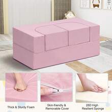 4 Pcs Modular Couch, Sectional Couch Sofa, Freely Removable Chair Sofa For Playing, Creativity, Sleeping For Playroom, Bedroom Furniture(Navy Blue&Pink&Grey&Blue) - 淺粉色 - 查看 3