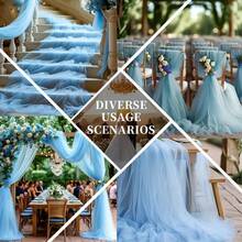 1卷浅蓝色雪纺装饰丝带，轻松营造节日氛围，适用于圣诞节/新年/生日/周年纪念/婚礼、宠物生日/婚礼派对装饰 - 薄纱，礼品蝴蝶结手工制作，婚礼派对装饰 - 可裁剪 - 查看 6