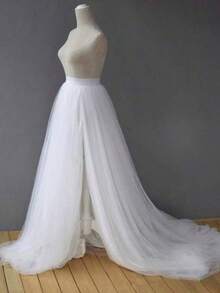 Váy voan xẻ tà mềm mại nhất dành cho cô dâu trưởng thành, váy voan trắng có đuôi dài, váy dạ hội dài, váy phù dâu, váy voan chụp ảnh. - Nhiều màu - Xem 1