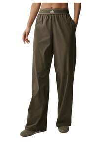 Alo Yoga Women's Suit Up Trouser | Premium High-Waist Relaxed Straight-Leg Pants | Luxury Soft Stretch Performance Trousers | Wide-Leg Athletic Leisure Slacks | Celebrity Style Urban Workout Apparel | Breathable Lightweight Formal-To-Gym Pants - Army Green - View 6