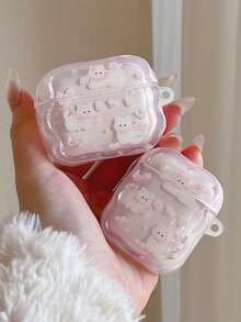 1个梦幻ins风可爱粉色蝴蝶花卉猫咪图案1/2/3/4保护套，卡通简约Pro/Pro 2/Pro 3无线蓝牙耳机保护套（不含耳机） - 粉色 - 查看 2