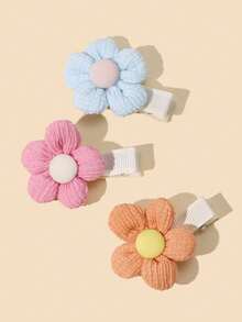 3/6件装春夏新款3D花朵婴儿发夹，可爱甜美婴儿发饰 - 彩色 - 查看 6