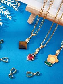 18K金10件套吊坠/5件套吊坠夹扣、搭扣和挂钩，用于制作您自己的项链首饰 - 彩色 - 查看 8