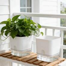 Pot Tanaman Otomatis dengan Alas Transparan, Pot Plastik Bernapas dengan Inti Air untuk Tanaman Dalam Ruangan, Dekorasi Rumah dan Kantor - B - View 8