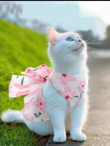 Pet Kitty/Puppy Princess Style Leash Dress, Suitable For Munchkin, Ragdoll, Scottish Fold, Poodle, Samoyed, With Attached Leash - Pink - View 6