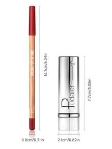 Pudaier 丝绒哑光唇膏和唇线笔套装，质地柔滑，防水持久，打造美丽唇形，是情人节或母亲节的完美礼物。 - 07+12 - 查看 3