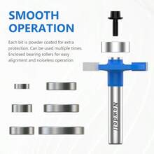 Newdeli 1/4 Inch Shank Rabbet Router Bit 1/8 Height With 6 Bearings Set 3/8 1/2 5/8 3/4 7/8 1-1/8 Bearings Wood Biscuit Slot Cutters - Chiều cao 1/8 inch, 6 vòng bi, chuôi 1/4 inch. - Xem 6